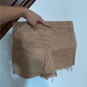 SHEIN Tan Distressed Jean Shorts